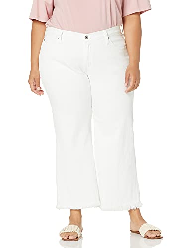 James Jeans Women's Plus Size Carlotta Wide Leg Crop Jean in White, 12W