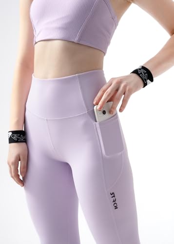 Image of STRCH Women's High Rise Leggings with Side Pocket | Nylon Stretch Gym Tights | Workout, Yoga, Running & Training Activewear | Ankle Length