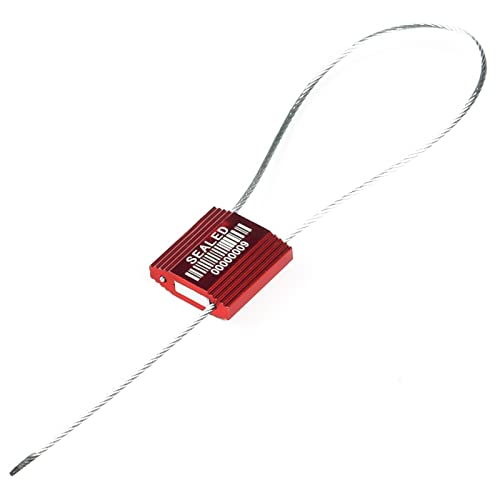 LeadSeals 100 Red Steel Cable Seals With Barcode - High Security Numbered Truck Anti-Tamper Pull Tite Tags - Metal Container Shipping Self-Locking Safety Ties ISO 17712 by LeadSeals - Image 7