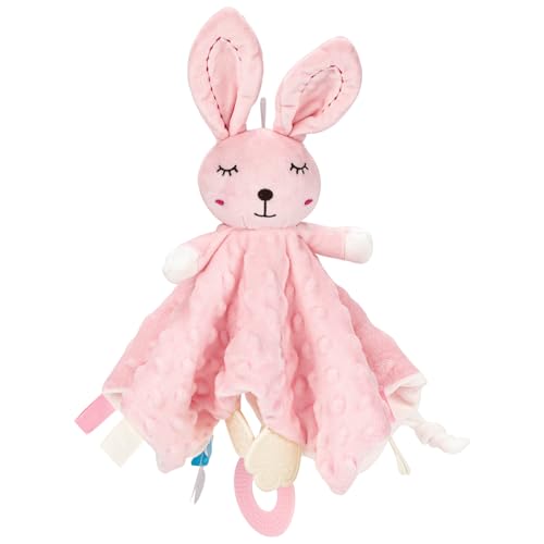 ZIGJOY Loveys for Babies Baby Security Blanket Soft Bunny Lovey for Girls Gifts Newborn Pink Lovie for Infant and Toddler, Rabbit