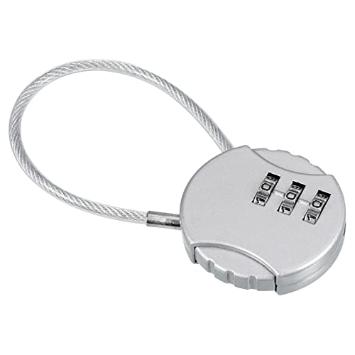 Image of PATIKIL Combination Lock 4.7 Inch, 3 Digit Outdoor Waterproof Code Padlock with Wire Rope for Luggage Gym Locker Fence Toolbox Backpack, Silver