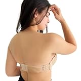The Bra Lab Bras for Women - Capri Clear & Beige Back Bra - Backless Bra - Light Foam Padding