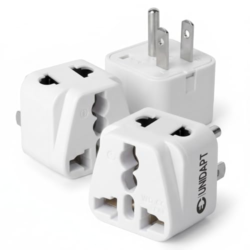 Unidapt US Travel Plug Adapters - UK India EU to US Pin Converter, 3-Pack American Power Plug Adapter, Europe to USA Canada Mexico, Safe Grounded Type B Outlet, 2 in 1 Universal Input Wall Socket Unidapt US Travel Plug Adapters - UK India EU to US Pin Converter, 3-Pack American Power Plug Adapter, Europe to USA Canada Mexico, Safe Grounded Type B Outlet, 2 in 1 Universal Input Wall Socket