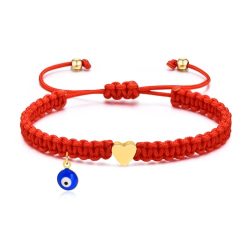 MEALGUET Lucky Red String Kabbalah Bracelets for Kids, Handmade Braided Cord and Rotating Evil Eye Hamsa Hand Jewish Amulet Gift Jewelry for Boys Girls Son Daughter Children Protection