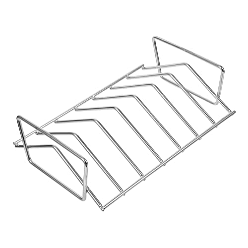 Mikikit Rejilla para Costillas Inoxidable Accesorio de Barbacoa Cerámica para Asar y Ahumar para Actividades al Aire de Limpiar y Portátil