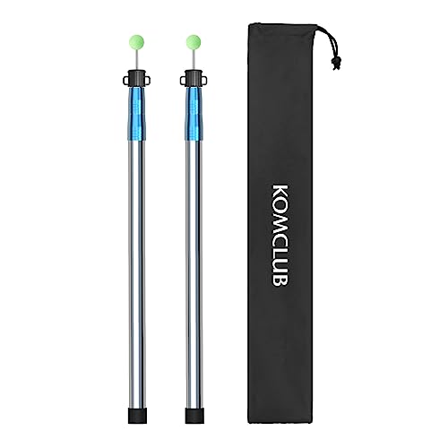 KOMCLUB Barras de lona telescópicas de acero inoxidable, 220 cm, juego de 2 unidades palo de Camping para Toldo Refugio Senderismo Mochilero