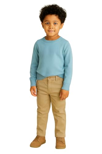 Image of Boys Cotton Stretch Casual Trouser Combo - 4 Pack (Olive, Black, Beige, Brown) | Comfortable Slim Fit Kids Pants Stylish Boys Bottoms