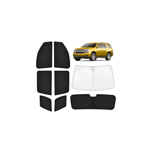 Image of KUST Car Window Shades for Chevy Tahoe 2015-2020 Windshield Sun Shade Side Window Cover UV Block Privacy Protection Tahoe Accessories for Camping Blackout Rear Back Full Set 8PCS