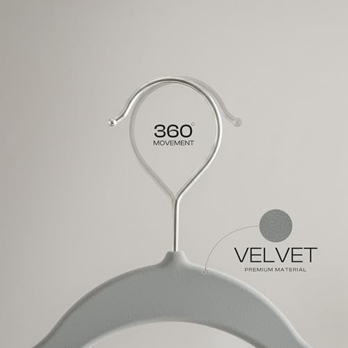 Image of Utopia Home Velvet Hangers 50 Pack - Non-Slip Suit Hangers with 360 Degree Rotatable Hook - for Pants, Coats, Shirts & More (Grey)