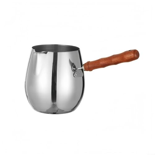 NINMORTH Cafetera turca de acero inoxidable con mango de madera, olla Moka de 300 ml para derretir chocolate y calentar salsas (300 ml)