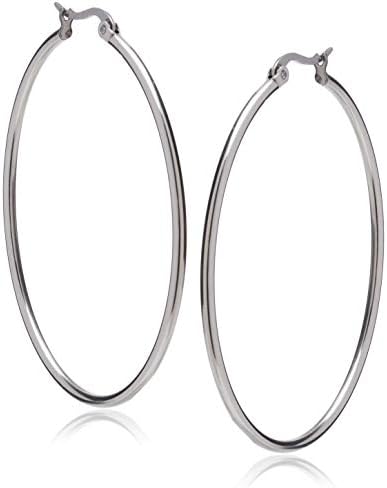 Amazon Essentials Stainless Steel Rounded Tube Hoop Earrings (50m...