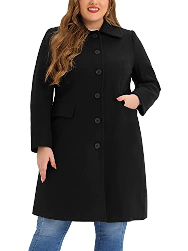 Agnes Orinda Plus Size Women Long Coats Peter Pan Collar Single Breasted with Pockets Trench Winter Long Peacoat2