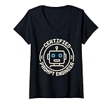 Womens AI Prompt Engineer Coder Humor Tech Nerd Machine Learning V-Neck T-Shirt