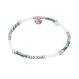 Elastisches Perlenarmband mit geschliffenen Glasperlen und vergoldetem/versilbertem Anhänger