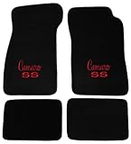 AveryAutoMats Custom Fit 4pc Carpet Floor Mats Compatible with 1967-1969 Chevrolet Camaro with Red SS Embroidered Logo on Front Mats - Black