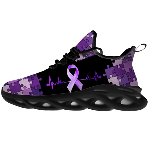 Women's Running Shoes Alzheimers Awareness Sneakers Comfortable Walking Tennis Shoes Gifts for Men Women