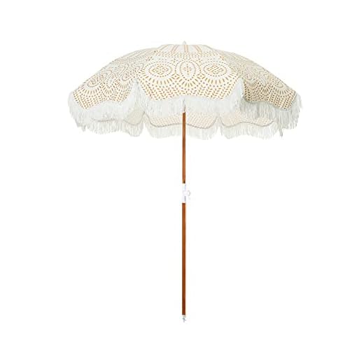Boho Beach Umbrella with Tilting Pole