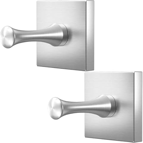 DGYB Towel Hooks for Bathrooms Set of 2 Brushed Nickel Shower Hooks for Inside Shower Stainless Steel Heavy Duty Wall Hooks for Hanging for Kitchen Bedroom Office Pool Coats Cover
