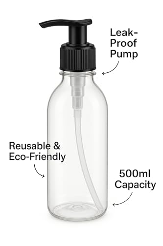 Image of Prakash 500ML Transparent Trophy Bottle (Pack of 3) Empty Plastic Trophy Pump Bottles Dispenser Portable Shampoo Lotion Hand Pump Bottle