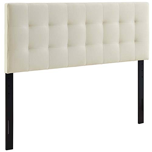 Image of Modway Lily Tufted Linen Fabric Upholstered Full Headboard in Ivory