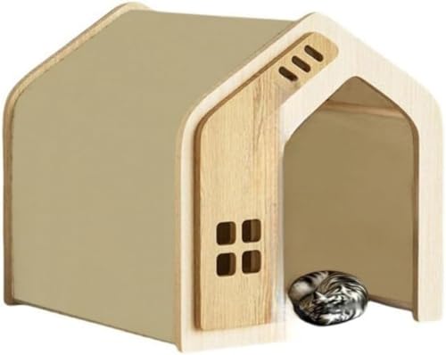 Xiraivke 犬小屋 猫小屋 ペットハウス 屋内外兼用 猫と犬の小屋 木製ヴィラ 太陽と雨から保護 広いスペース フロアマット付き 組み立て簡単 家庭用 バルコニー オールシーズン対応