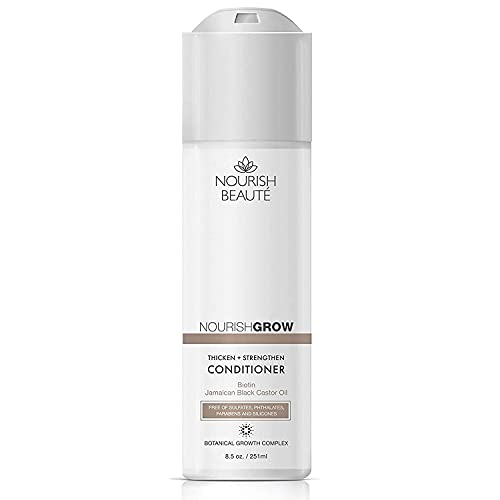 Nourish Beaute Sulfate Free Hair Growth Conditioner to Grow, Thicken and Strengthen with Biotin and Jamaican Black Castor Oil, Cruelty Free