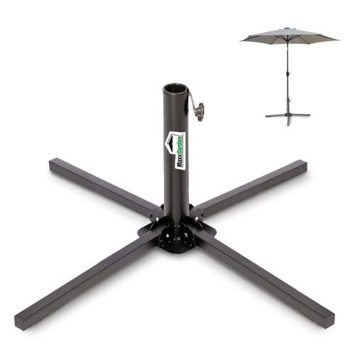 MaxxGarden Base per Ombrellone – Supporto in Ferro a Quattro Gambe Pieghevole e Regolabile – Portatile per Giardino e Campeggio – 88 x 88 x 36 cm