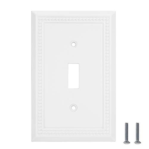 Image of Henne Bery Sunken Pearls Heavy Duty Decorative Wall Plate Switch Plate Outlet Cover (Single Toggle, 2 Pack, White)