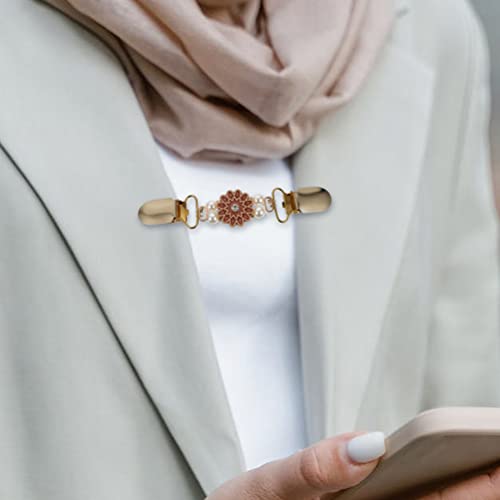 Image of LUOZZY 2pcs Dress Clips Vintage Sweater Shawl Clips Cardigan Clip Dress Shirt Brooch Clips Gold Brooches Dress Clamp for Women Girls