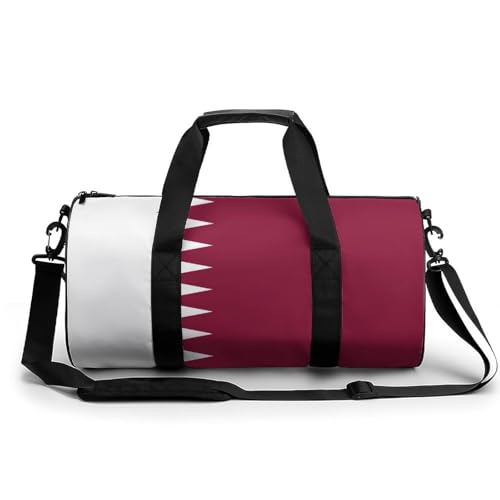Qatar Flag Gym Bag with Dry Wet Separation