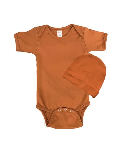 Monag Collegiate Baby Bodysuit Set - Short Sleeve Onesie and Cap Set