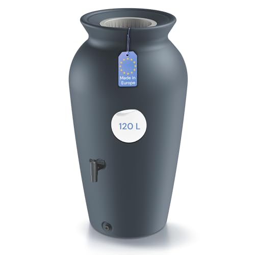 YourCasa DropCatcher Récupérateur d'eau de pluie, 120 à 230 l, avec panier filtrant et robinet, en plastique, résistant au gel, pour le jardin, anthracite,...