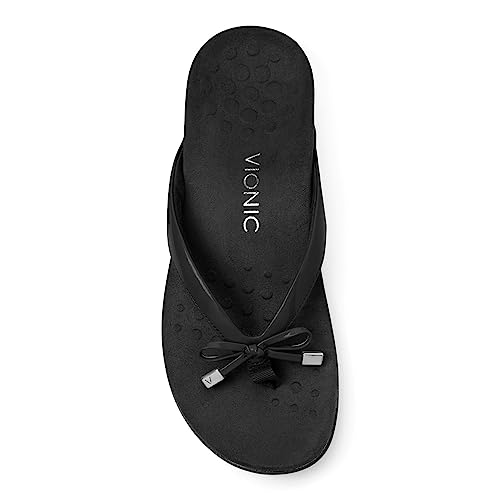 Vionic Women's Rest Bella Ii Toepost Sandal - Ladies Flip Flop With Concealed Orthotic Arch Support Black 8 Narrow Us #TOP4