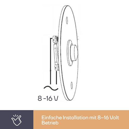 Perel Edelstahl klingeltaster, runder türklingelknopf, ø 75 mm, verdrahtete türklingel, no Kontakt, ip22 spritzwassergeschützt, halbeinversierte Montage, 75x75x17 mm, lochabstand 60 mm, Betrieb mit 8