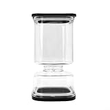 Helilyco Barattolo quadrato in plastica per sottaceti, 1000 ml, contenitore ermetico Kimchi con design a secco e separazione, a prova di perdite, per conservare olive e fermenti, nero (bianco)