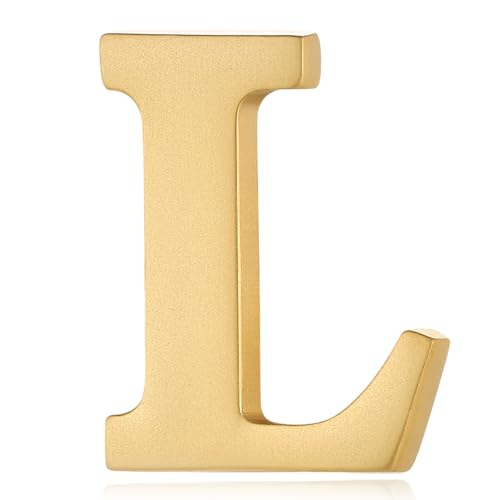 Image of HONEY BEAR Mens Womens Initial Alphabet Letter Lapel Pins Collar Badge Brooches for Business Wedding Graduation Gift Matte Gold 0.59 inches