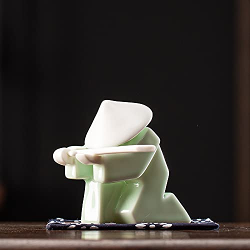 2 Porta Incenso Samurai In Ceramica, Statuette Minimaliste Con Spada, Per Bastoncini, Effetto Cascata Di Fumo, Decorazione Zen - 5