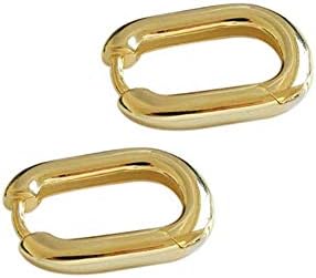 11mm Small Hoop Earrings Sterling Silver for Women Girls Minimalist Oval Tube Round Endless Huggie Hoops Hinged Earring Fashion Jewelry Gold Plated