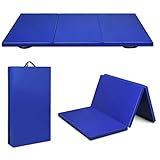 Giantex 6' x 4' Tri-Fold Gymnastics Mat Thick Folding Panel for Gym Fitness Exercise (Blue)