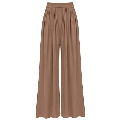 Wide Leg Work Pants for Women with Pockets Elastic Business Causal Pants Women Summer for Beach Travel Trousers2