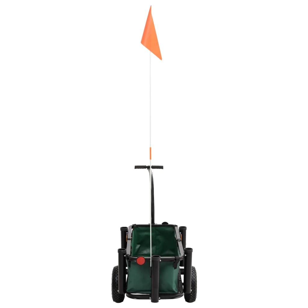 Carrello da pesca con borsa nera in acciaio, portata 40 kg, volume 54 l, 2 ruote pneumatiche, 5 porta canna, con maniglia e catarifrangenti, per pesca, campeggio, trasporto e stoccaggio