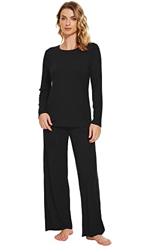 WiWi Bamboo Viscose Pajama Set for Women Soft Long Sleeve Top with Pants Sleepwear 2 Piece Pjs Sets Sleepwear S-XXL