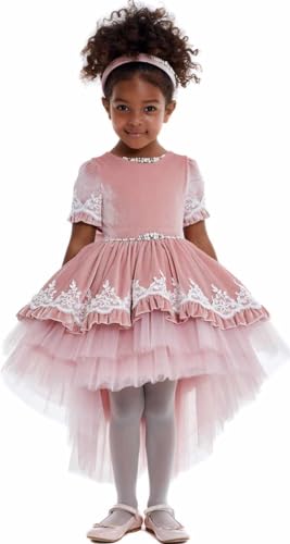Robe de cérémonie fille rose 6 ans princesse idéale pour demoiselle d'honneur et mariages