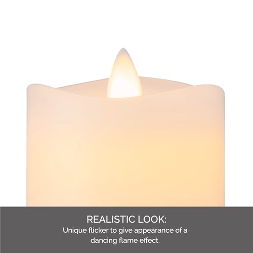 Image of Mikasa Real Wax Wavy Top Dancing Flameless Candles, Exquisite White Battery Candles for Wedding, Christmas Decorations, and Everyday, Set of 5, (2) 3x4, (2) 3x5, 3x6 Inch