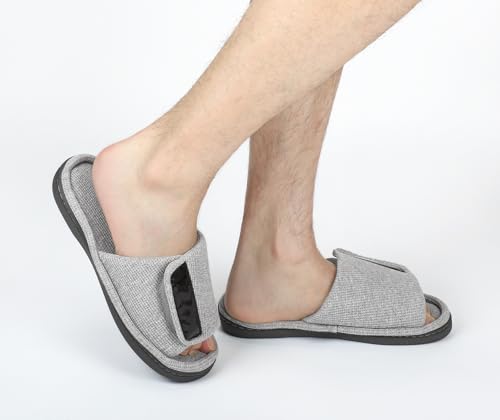 Image of Panda Bros Adjustable House Slippers for Men Soft Open Toe Breathable Indoor Outdoor Slip on Slides Slippers with Memory Foam for Home Bedroom