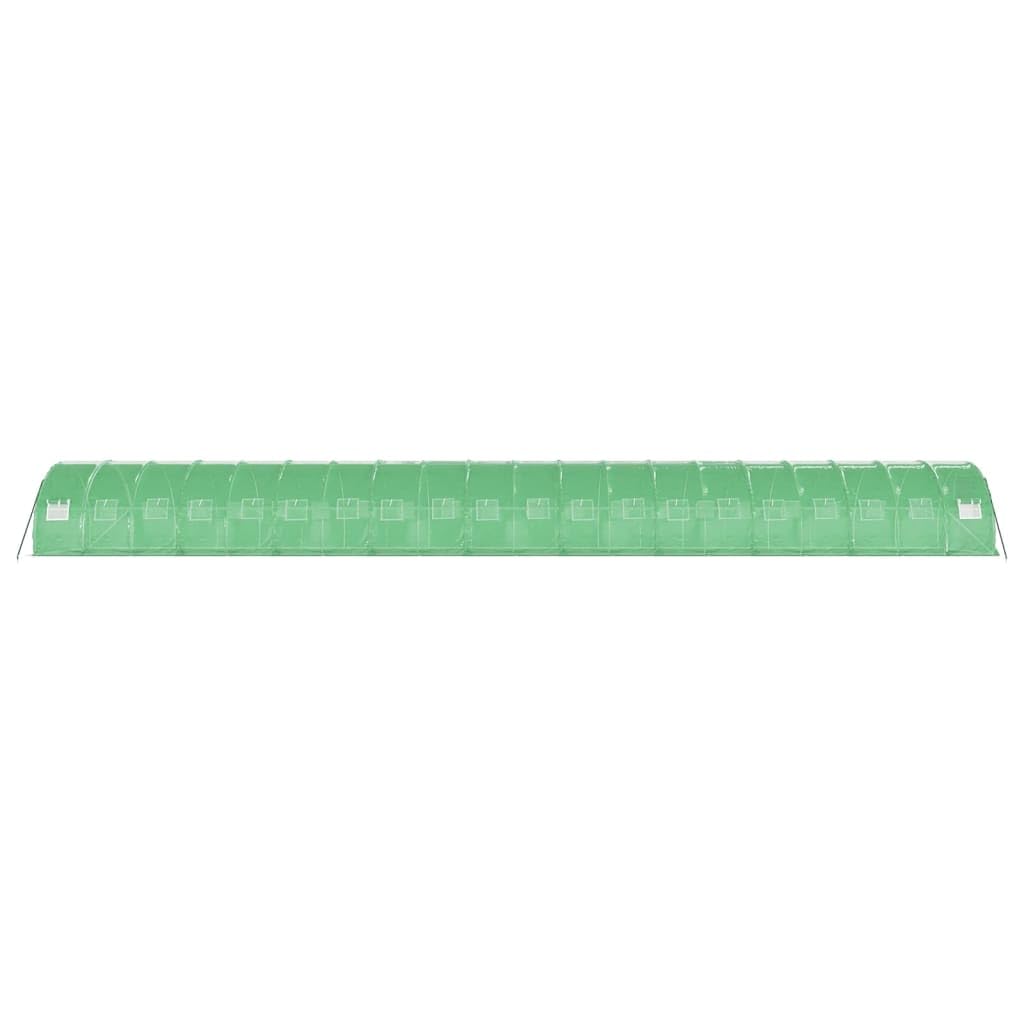 Serra con telaio in acciaio verde, 60 m², 20 x 3 x 2 m