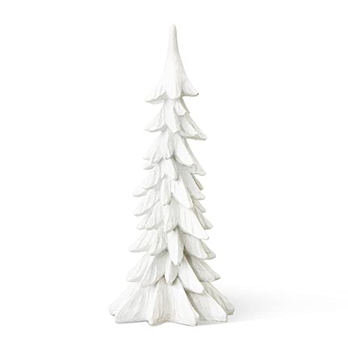 Image of Glitzhome 14.75 inch H Resin Mini Table Tree, Artificial Christmas Trees for Home Standing Ornaments Party Desktop Decoration