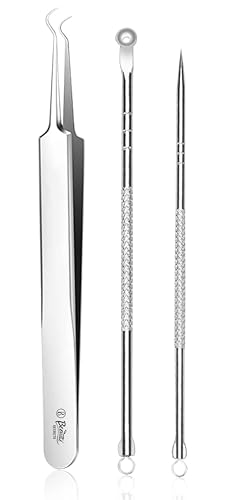 Image of Beaute Secrets Acne Extractor Kit, Blackhead Tweezers and Needle, Pimple Remover tools, Ingrown Hairs And Facial Impurities Removal Set
