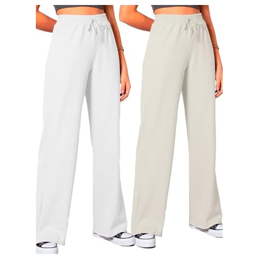 Calça Moletinho Pantalona Feminina Kit 2 Tamanho Único Cós Largo Corte a Fio Tecido Leve Cores Variadas (BR, Alfa, XG, Plus Size, Regular, Branco e Off White)