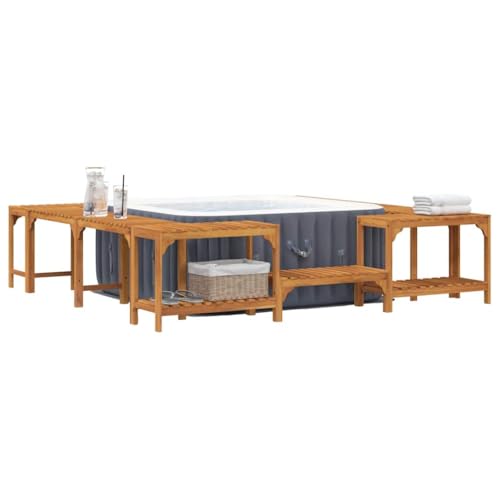 Cadre Bain à Remous, Cadre de Spa Contour de Spa Extérieur Marron 250 x 250 cm